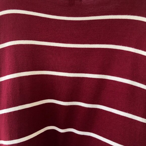 Women's Sweater Size M/L Lightweight Burgundy White Stripe 3/4 Sleeve Longline - Picture 6 of 15